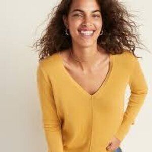Old Navy Ribbed V-Neck Tunic Sweater Yellow Squash M